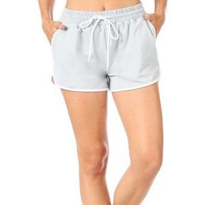 Blue and White Track Shorts with Tie and Pockets